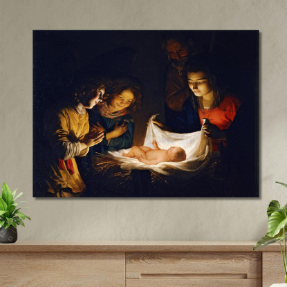 Adorazione Del Bambino Gerard van Honthorst gvh7 quadro stampato su tela