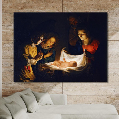 Adorazione Del Bambino Gerard van Honthorst gvh7 quadro stampato su tela