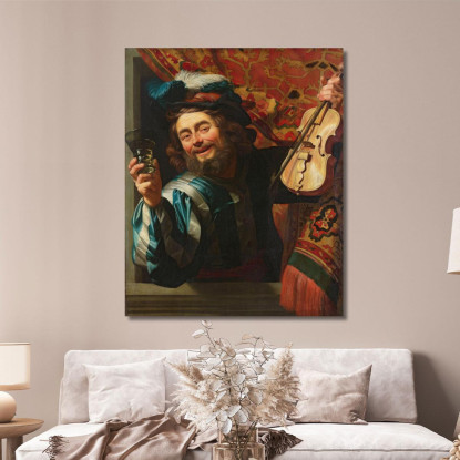 L'Allegro Violinista Gerard van Honthorst gvh52 quadro stampato su tela