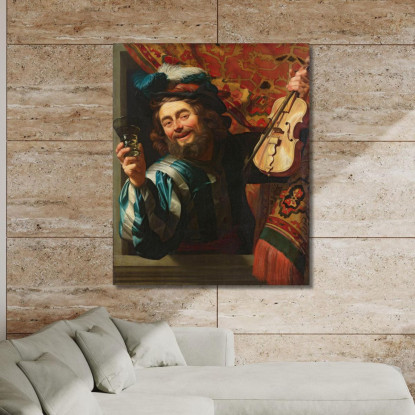 L'Allegro Violinista Gerard van Honthorst gvh52 quadro stampato su tela