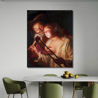 Il Soldato E La Ragazza Gerard van Honthorst gvh55 quadro stampato su tela