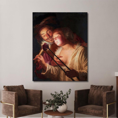 Il Soldato E La Ragazza Gerard van Honthorst gvh55 quadro stampato su tela