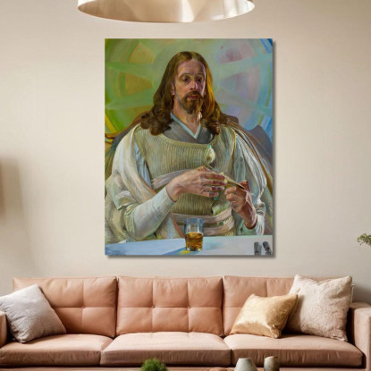 Cristo In Emmaus Sezione Centrale Del Trittico Jacek Malczewski jml12 quadro stampato su tela