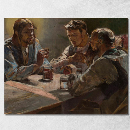 Cristo A Emmaus Jacek Malczewski jml14 quadro stampato su tela