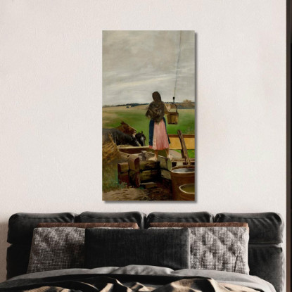 Ragazza Ad Un Pozzo D'Acqua Jacek Malczewski jml37 quadro stampato su tela