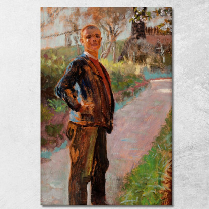 Paesaggio Con Il Figlio Dell'Artista Su Un Sentiero Jacek Malczewski jml54 quadro stampato su tela