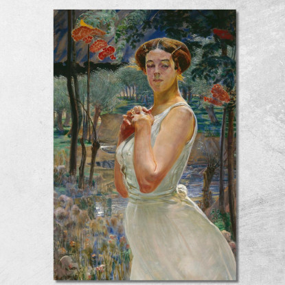 Ritratto Di Una Donna Contro Un Boschetto Di Sorbe Jacek Malczewski jml76 quadro stampato su tela