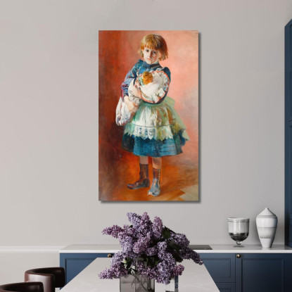 Ritratto Della Figlia Dell'Artista Julia Con Una Bambola Jacek Malczewski jml89 quadro stampato su tela