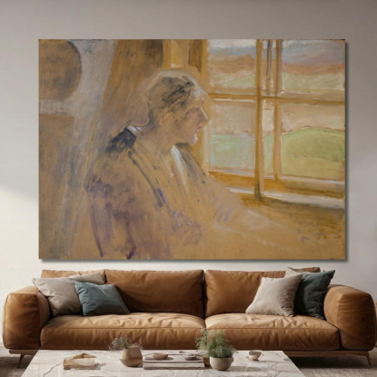 Schizzo Di Una Donna Alla Finestra Jacek Malczewski jml118 quadro stampato su tela