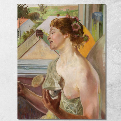 Bolle Di Sapone (Donna Con Tazza) Jacek Malczewski jml121 quadro stampato su tela