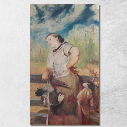 Donna Che Macella Le Galline Jacek Malczewski jml147 quadro stampato su tela