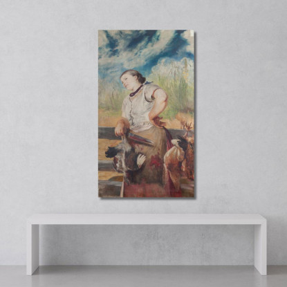 Donna Che Macella Le Galline Jacek Malczewski jml147 quadro stampato su tela