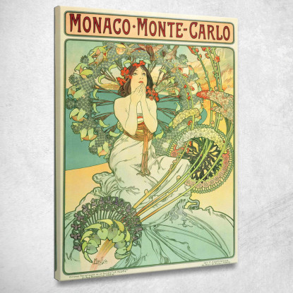 Monaco Monte Carlo Alphonse Mucha amu84 quadro stampato su tela