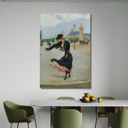 Elegante Di Fronte Al Grand Palais Sul Ponte Alexandre Iii Jean Béraud jbr18 quadro stampato su tela