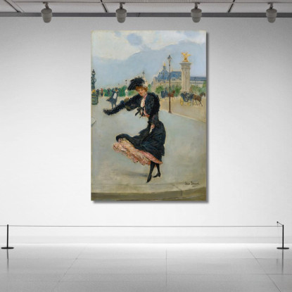 Elegante Di Fronte Al Grand Palais Sul Ponte Alexandre Iii Jean Béraud jbr18 quadro stampato su tela