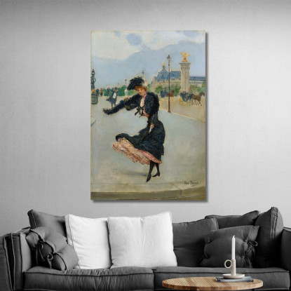 Elegante Di Fronte Al Grand Palais Sul Ponte Alexandre Iii Jean Béraud jbr18 quadro stampato su tela