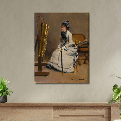 Donna Seduta Davanti A Un Dipinto Jean Béraud jbr24 quadro stampato su tela