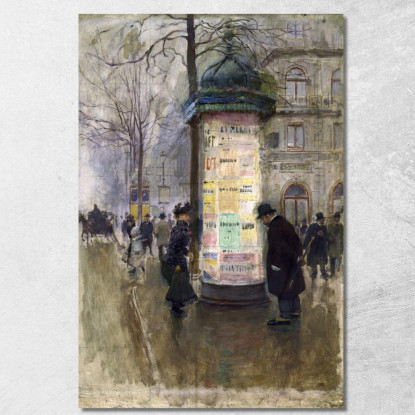 La Colonne Morris Jean Béraud jbr33 quadro stampato su tela