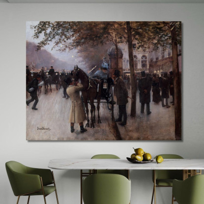 Boulevard Des Capucines La Sera Davanti Al Café Napolitain Jean Béraud jbr49 quadro stampato su tela