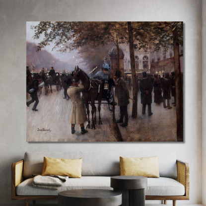Boulevard Des Capucines La Sera Davanti Al Café Napolitain Jean Béraud jbr49 quadro stampato su tela
