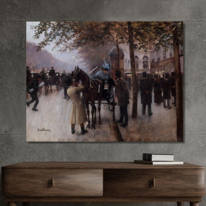 Boulevard Des Capucines La Sera Davanti Al Café Napolitain Jean Béraud jbr49 quadro stampato su tela