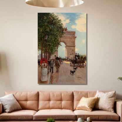 L'Arco Di Trionfo Agli Champs-Elysées Jean Béraud jbr75 quadro stampato su tela
