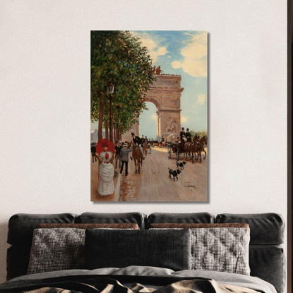 L'Arco Di Trionfo Agli Champs-Elysées Jean Béraud jbr75 quadro stampato su tela