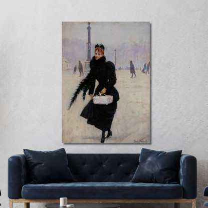 Parigino In Place De La Concorde Jean Béraud jbr83 quadro stampato su tela