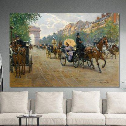 Scena Sugli Champs-Élysées Jean Béraud jbr94 quadro stampato su tela