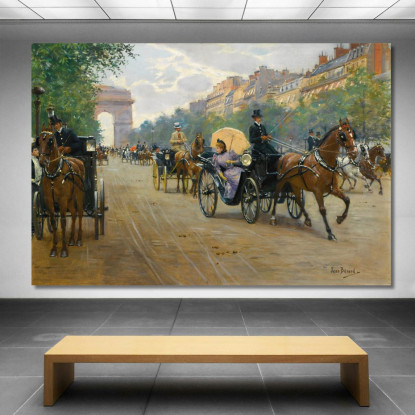 Scena Sugli Champs-Élysées Jean Béraud jbr94 quadro stampato su tela