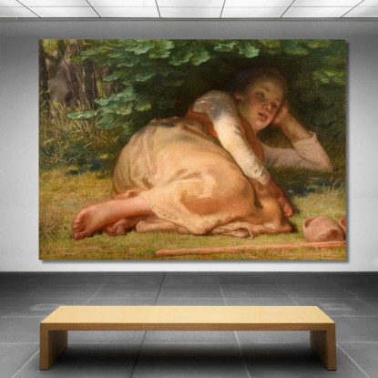 Pastorella Che Dorme All'Ombra Di Una Quercia Jean-François Millet jfm8 quadro stampato su tela
