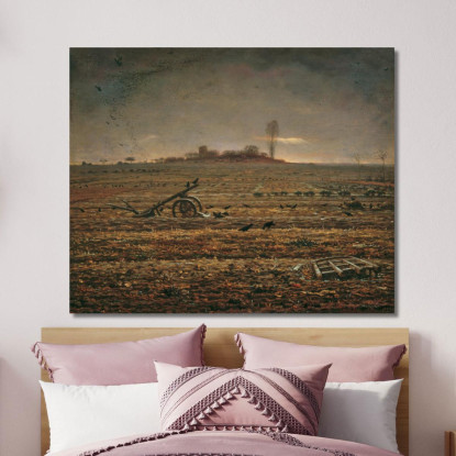 La Pianura Di Chailly Con Erpice E Aratro Jean-François Millet jfm13 quadro stampato su tela