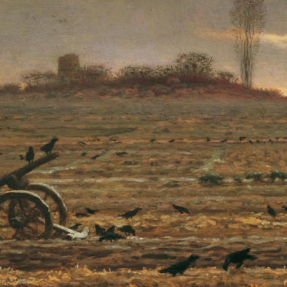 La Pianura Di Chailly Con Erpice E Aratro Jean-François Millet jfm13 quadro stampato su tela