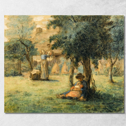 Donna Che Stende Il Bucato Jean-François Millet jfm16 quadro stampato su tela