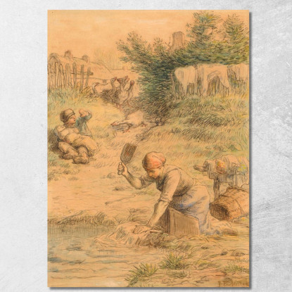 La Lavandière Jean-François Millet jfm25 quadro stampato su tela