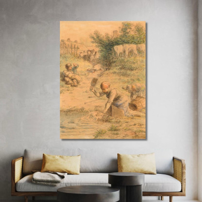 La Lavandière Jean-François Millet jfm25 quadro stampato su tela