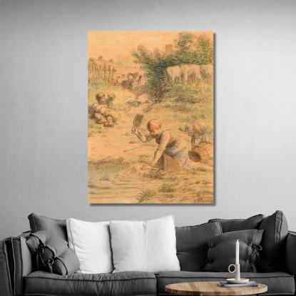 La Lavandière Jean-François Millet jfm25 quadro stampato su tela