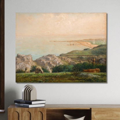 Il Mare Visto Dall'Alto Della Scogliera Di Landemer Jean-François Millet jfm26 quadro stampato su tela