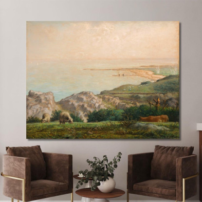 Il Mare Visto Dall'Alto Della Scogliera Di Landemer Jean-François Millet jfm26 quadro stampato su tela