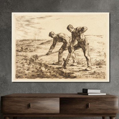Gli Scavatori Jean-François Millet jfm32 quadro stampato su tela