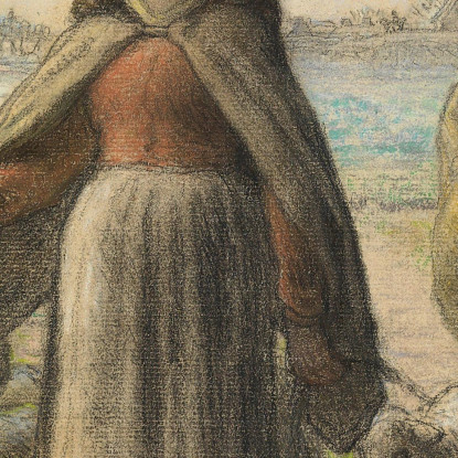 Contadina Che Conduce La Sua Mucca E La Sua Pecora Nei Campi Jean-François Millet jfm41 quadro stampato su tela