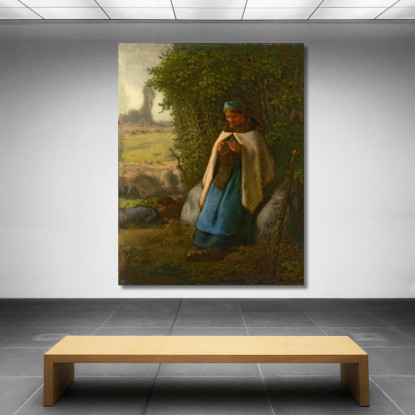 Pastorella Seduta Su Una Roccia Jean-François Millet jfm63 quadro stampato su tela