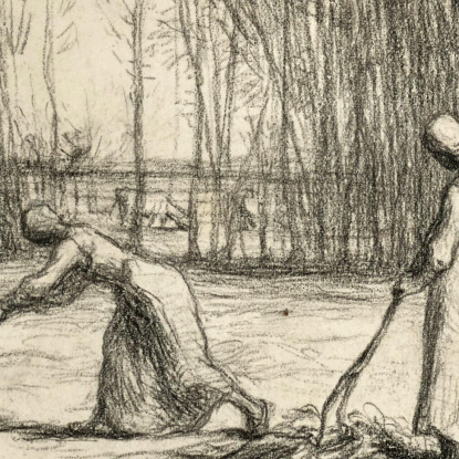 Due Donne Che Lavorano Il Fieno Jean-François Millet jfm85 quadro stampato su tela