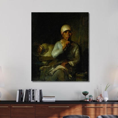 Il Silenzio Della Donna E Del Bambino Jean-François Millet jfm87 quadro stampato su tela