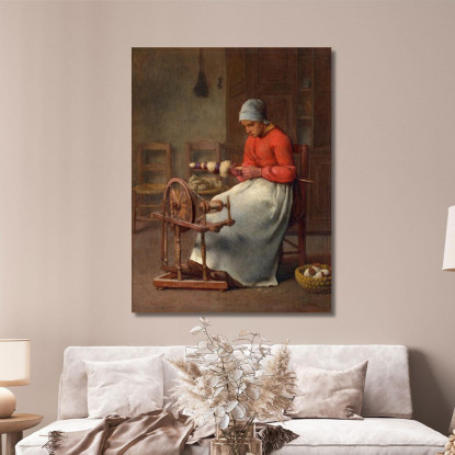 Donna Che Fila Jean-François Millet jfm90 quadro stampato su tela