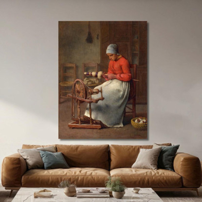 Donna Che Fila Jean-François Millet jfm90 quadro stampato su tela