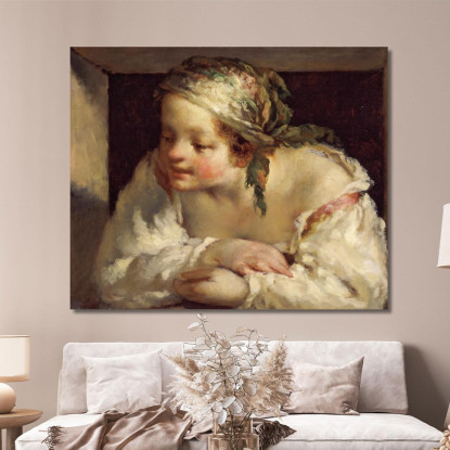 Giovane Donna Jean-François Millet jfm95 quadro stampato su tela