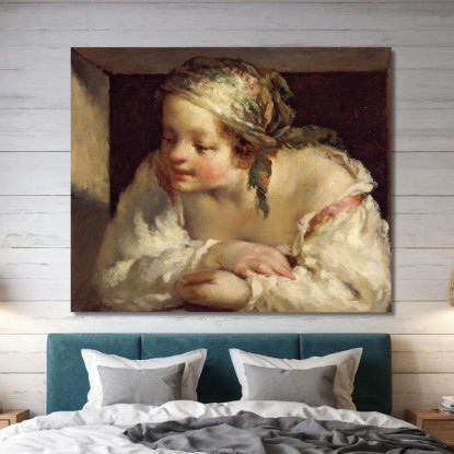 Giovane Donna Jean-François Millet jfm95 quadro stampato su tela