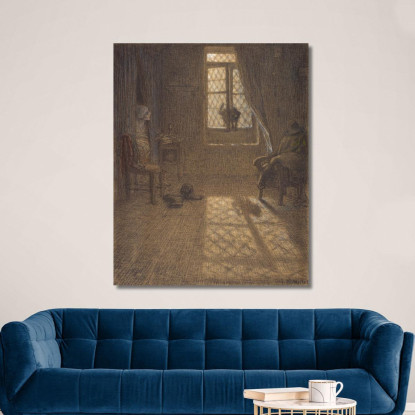 Il Gatto Alla Finestra Jean-François Millet jfm96 quadro stampato su tela