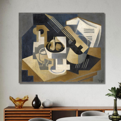 Chitarra E Portafrutta Su Un Tavolo Chitarra E Portafrutta Juan Gris jgr29 quadro stampato su tela